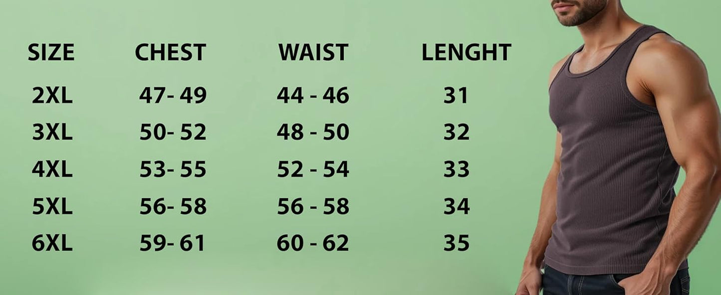 Muscle Ribbed Undershirts Tank Tops A-shirts Assorted Colors| BIG and TALL | Men's (6 Pack )