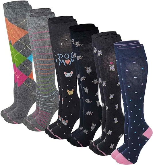 Knee High Compression Socks | Everyday Assorted Print | Women's (6 Pairs)