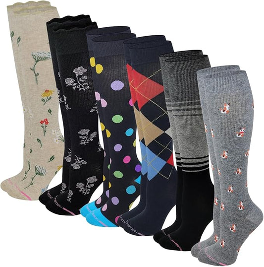 Knee High Compression Socks for Women |Dr. Motion Socks| Assorted Everyday Gradated