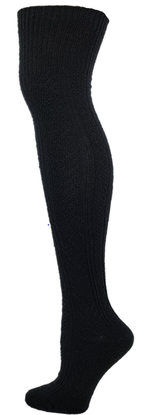 Thigh High Wool Boot Socks | Winter Cable Knit | Women (1 pair)