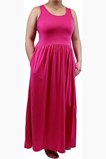 SUMONA Sleeveless Ankle Length Maxi Dress with Pocket for Women