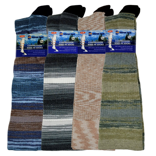 4 Pairs Men’s Outdoor Wool Compression Knee-High Socks | Winter Performance | Different Touch