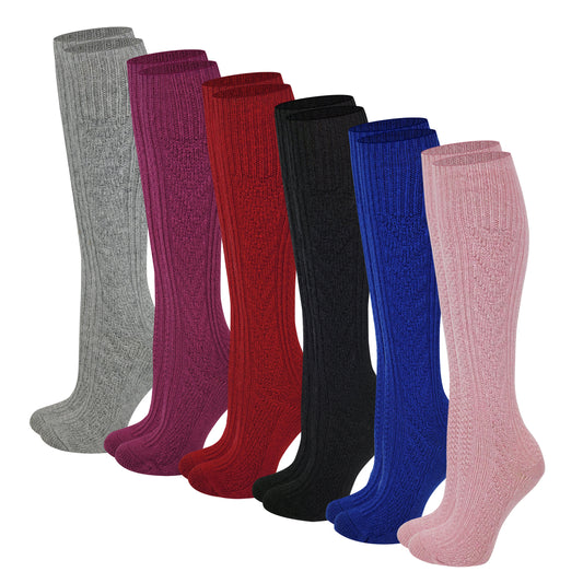 Knee-High Boot Socks | Winter Cable Knit | Kids (6 Pairs)