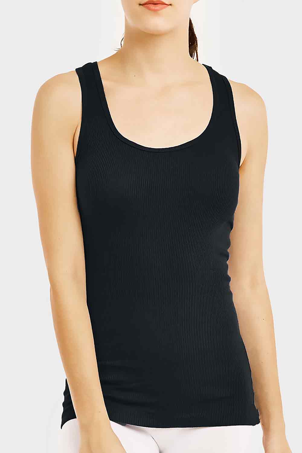 Black Women's Ribbed Tanks Tops