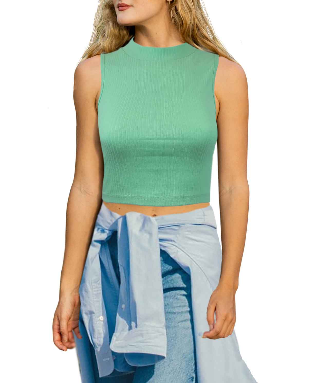 Mock Neck Crop Top for Women