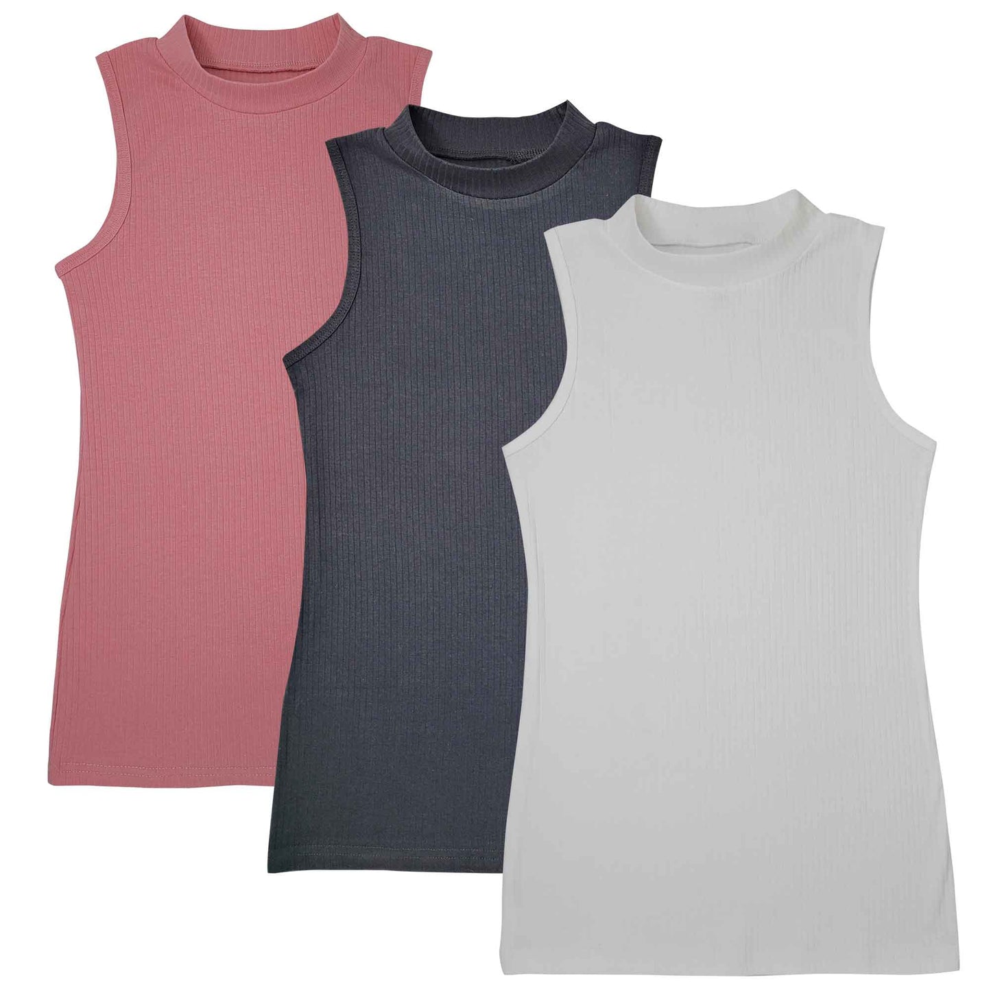 Women's Mock Neck Tank Tops | Cotton Blend | (3 Pack)