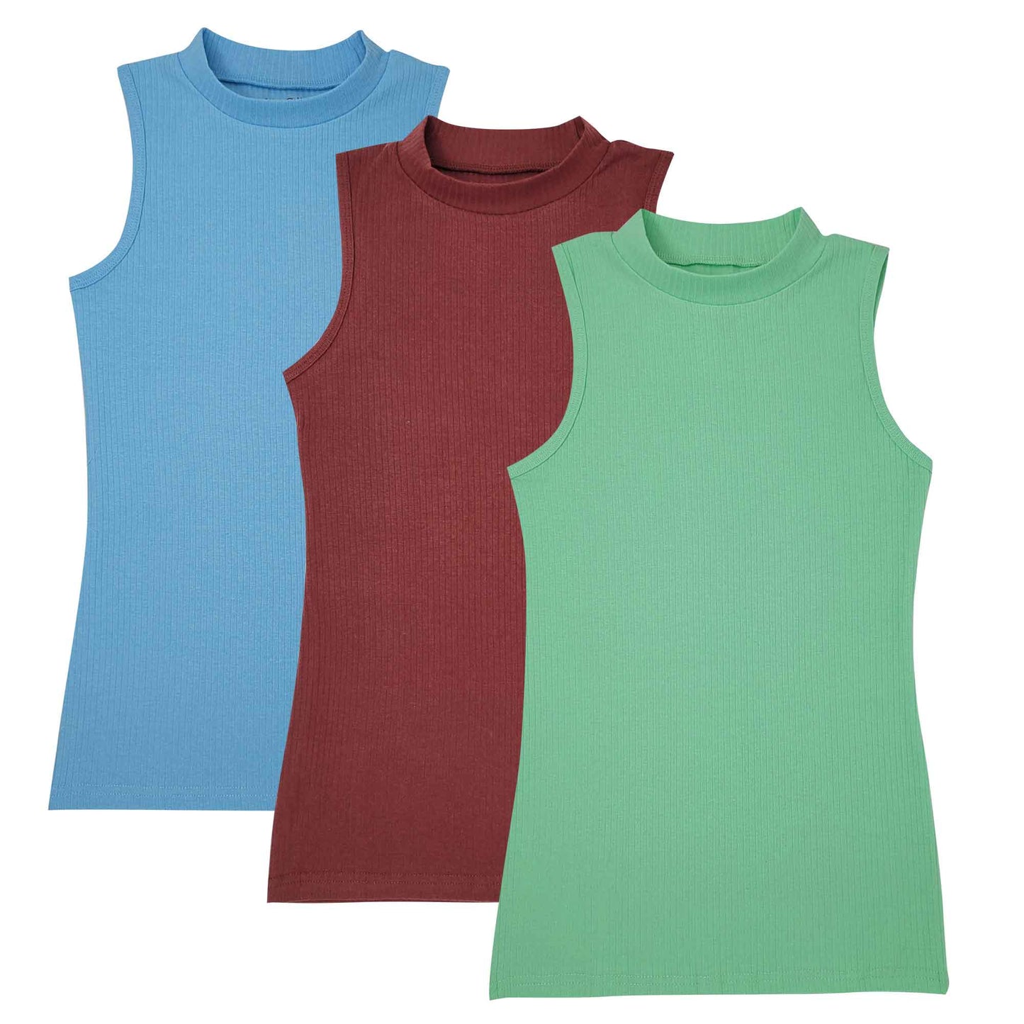 Women's Mock Neck Tank Tops | Cotton Blend | (3 Pack)