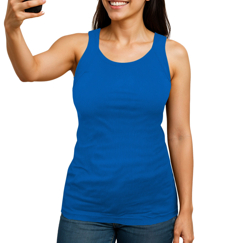 blue tank top Woman