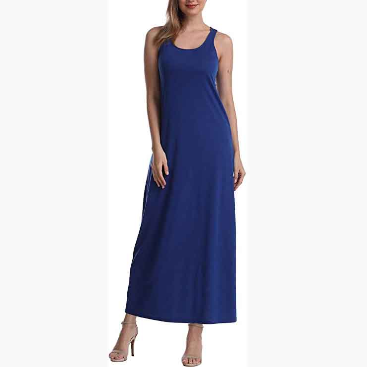 SUMONA Women Long Tank Tops Ankle Length Solid Colored Maxi Dress Bodycon Sleeveless Racerback