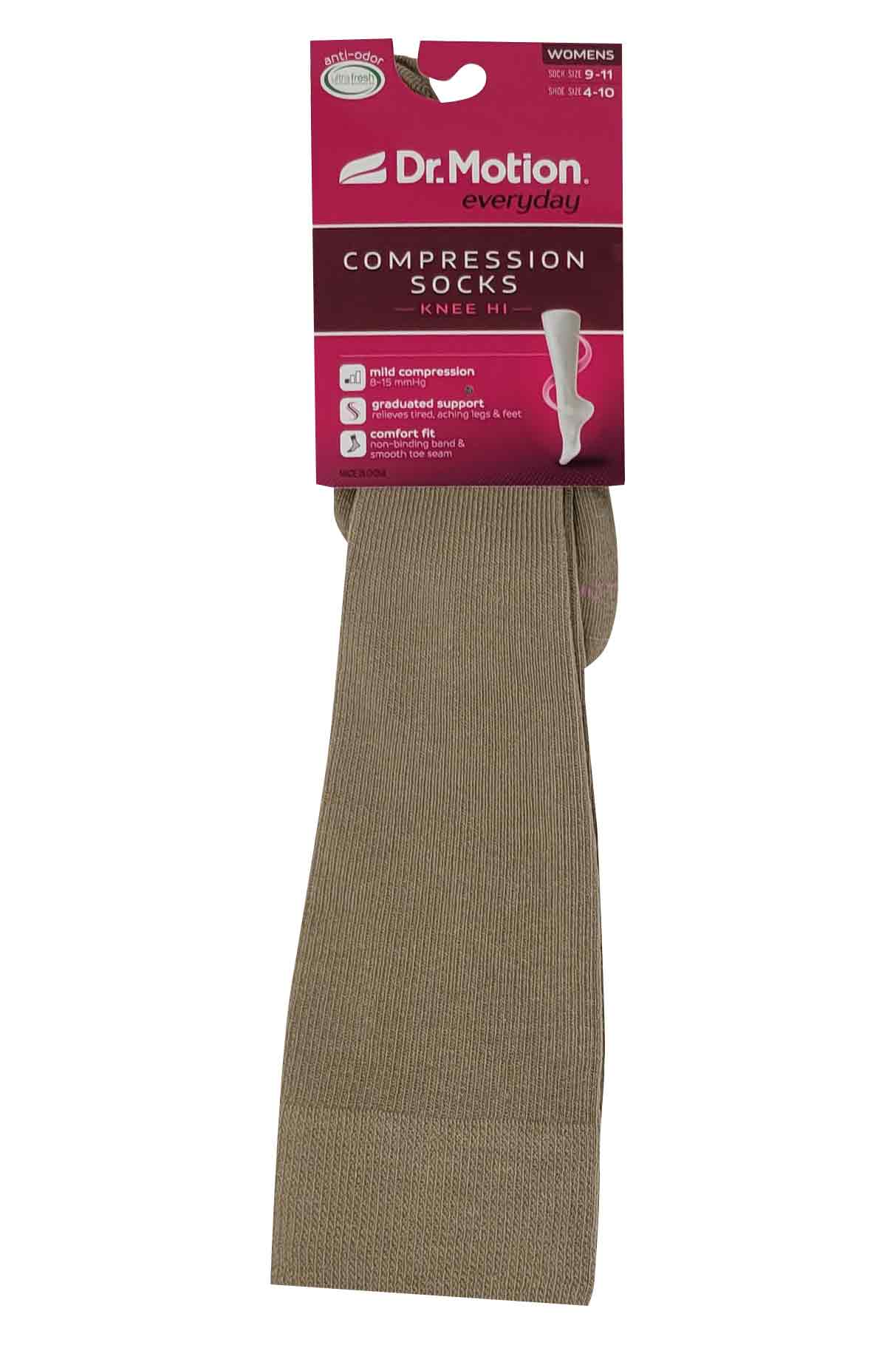 Knee-High Compression Socks| Solid Colors Women | 8-15 mmHg Dr Motion ( 1 Pair )