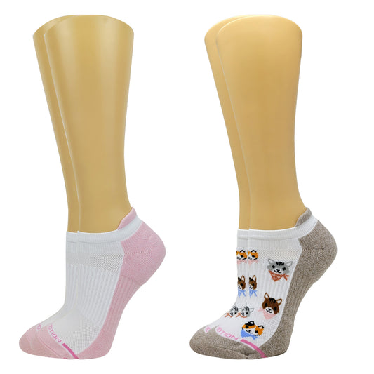 Ankle Compression Socks for women | Cats w/ Bandana | Dr. Motion (2 Pack)
