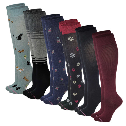 Knee High Compression Socks | New Assorted Gradated | Women's (6 Pairs)