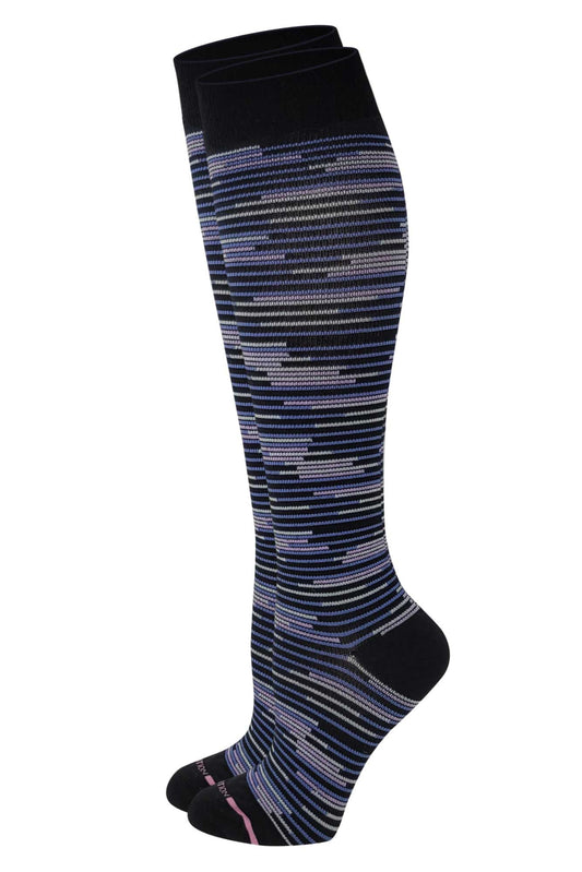 Knee High Compression Socks | Colorful Stripes Design | Women's (1 Pair)