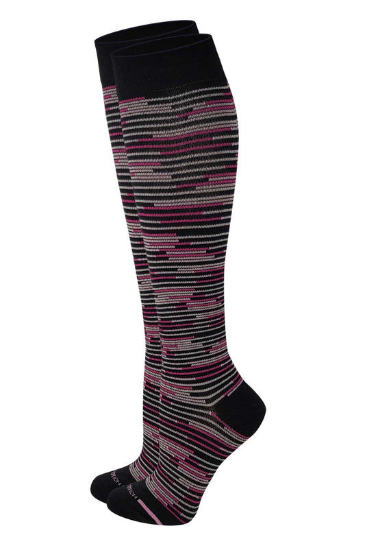 Knee High Compression Socks | Colorful Stripes Design | Women's (1 Pair)
