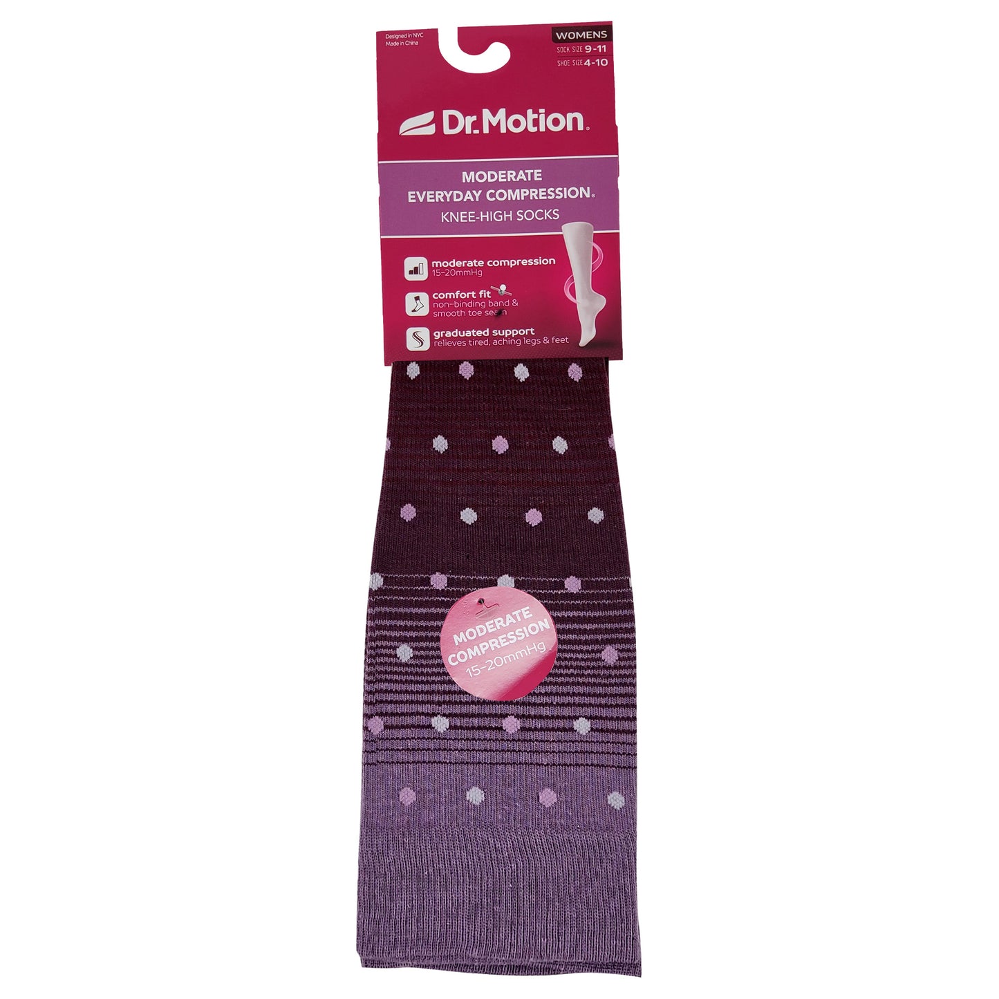 Moderate Everyday Compression Knee-High Socks| Polka Dots| Women's (1 pair)