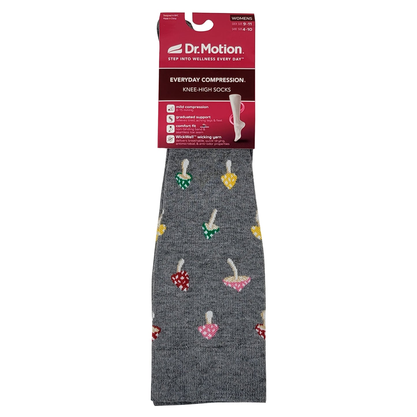 Knee High Compression Socks |Colorful Mushrooms| Women's (1 Pair)