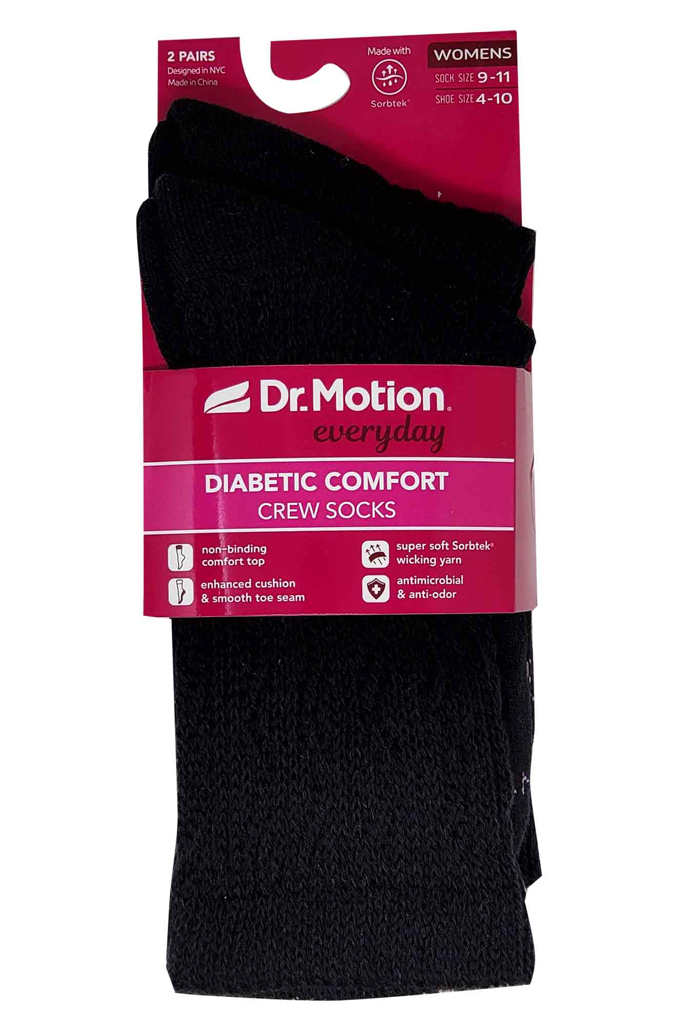 Crew Diabetic Socks | Black White Half-Cushion | Dr Motion ( 4 Pack )
