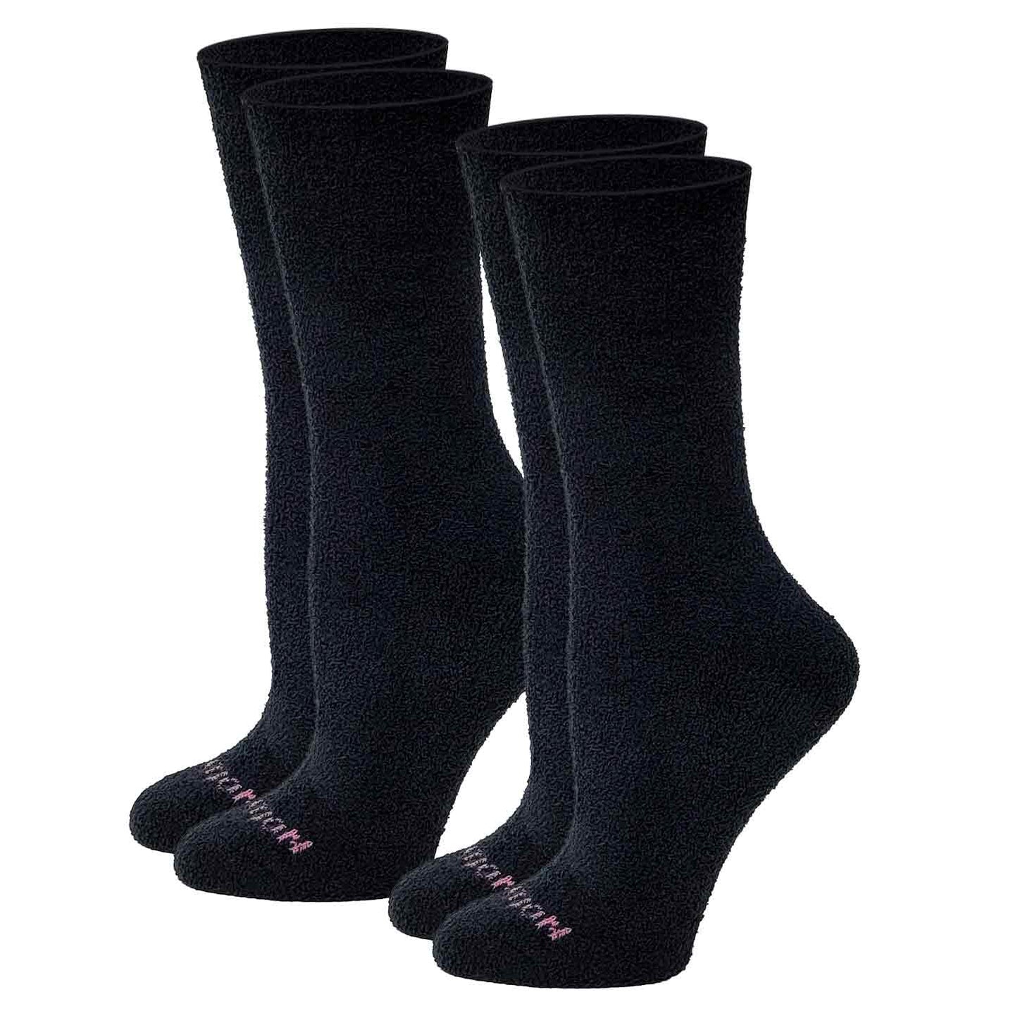 Crew Diabetic Socks | Black White Super Cozy Half-Cushion | Dr Motion ( 4 Pack )