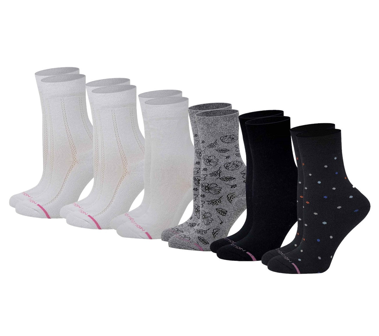 Crew Diabetic Socks | Assorted Half-Cushion | Dr Motion ( 6 Pack )