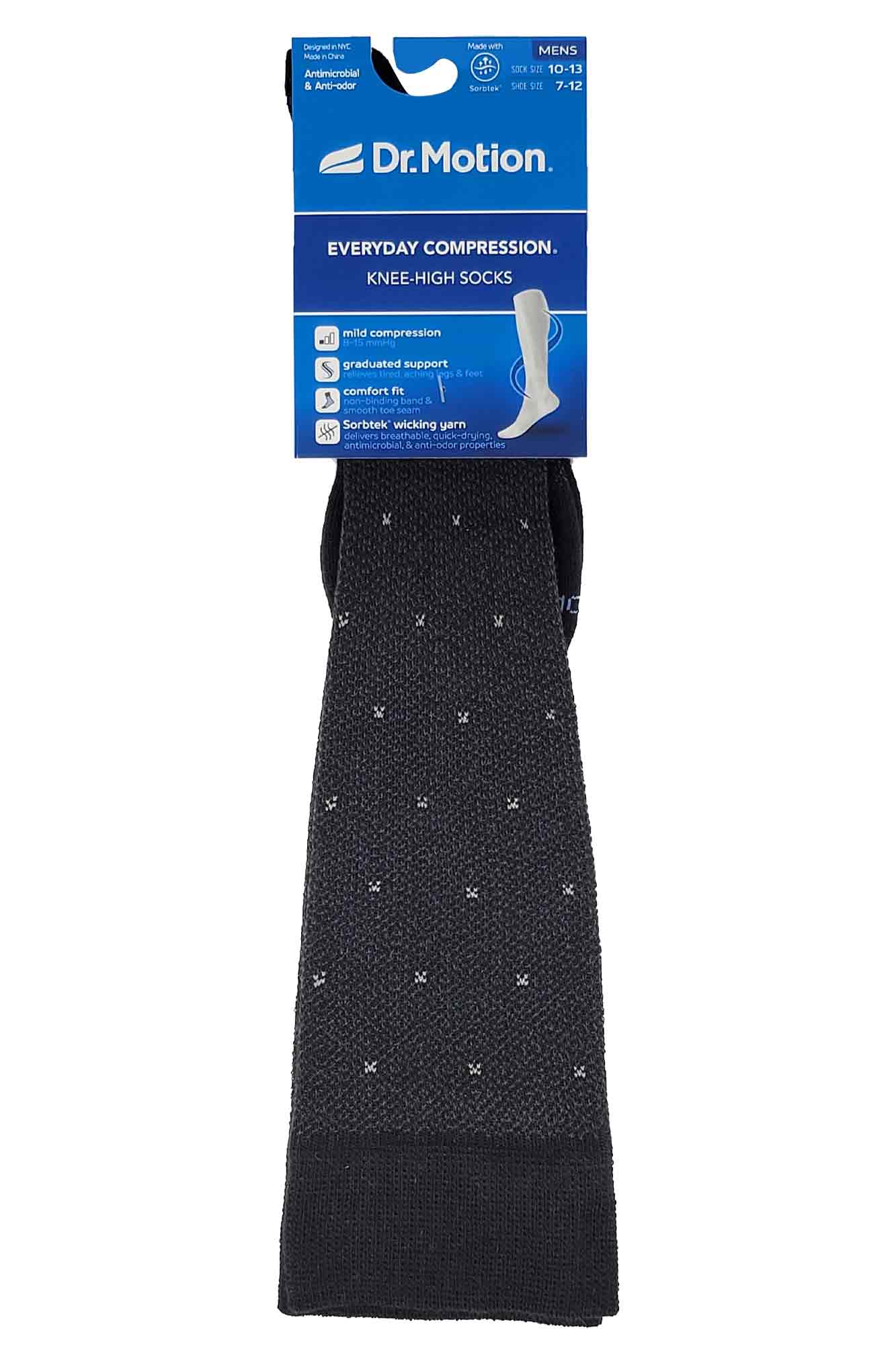 Knee-High Compression Socks | Stylish Dots Print | Dr Motion Men's (1 Pair)