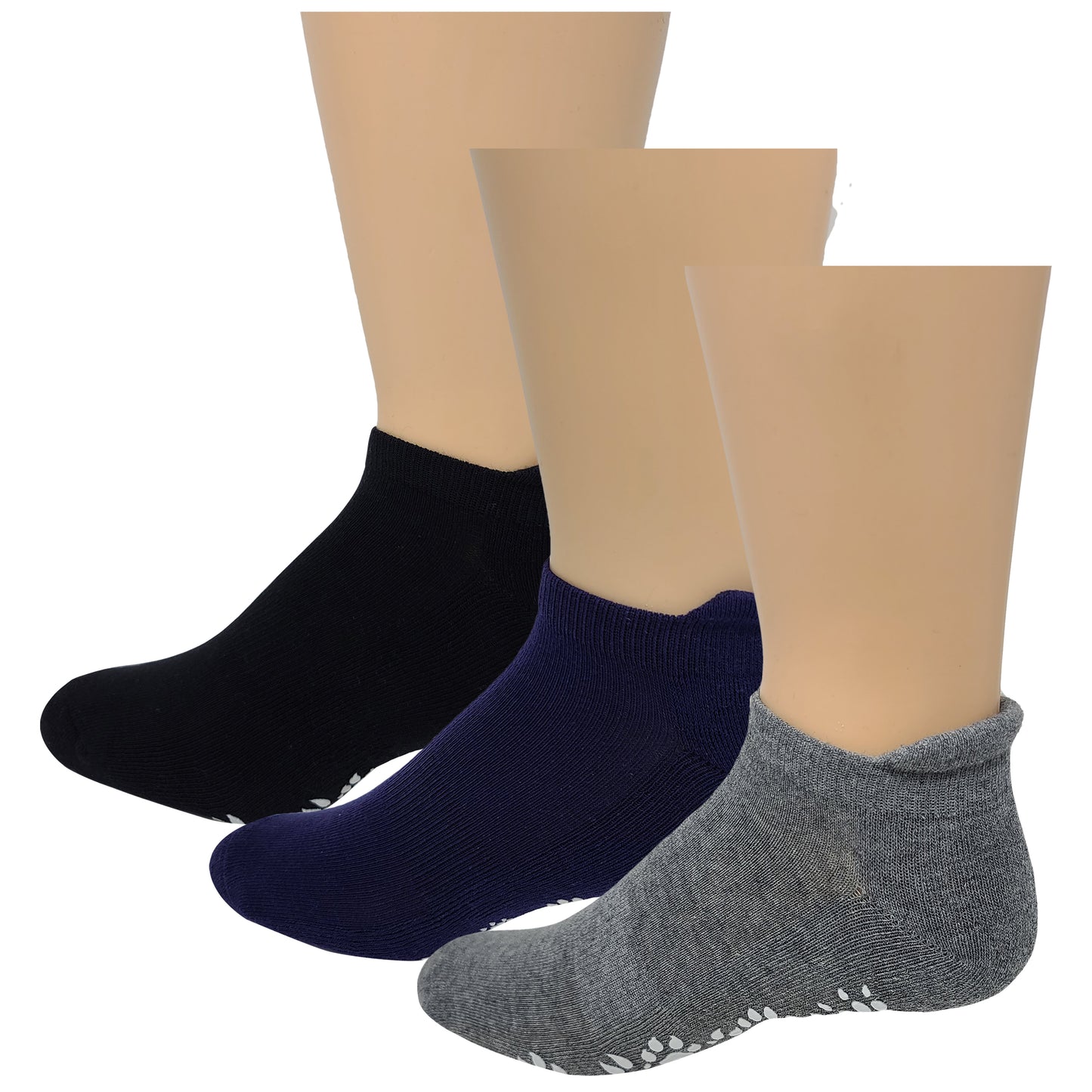 Low Cut Cushion Socks with Grips | Non-Slip Yoga Pilates Ballet | Unisex (3 pairs)