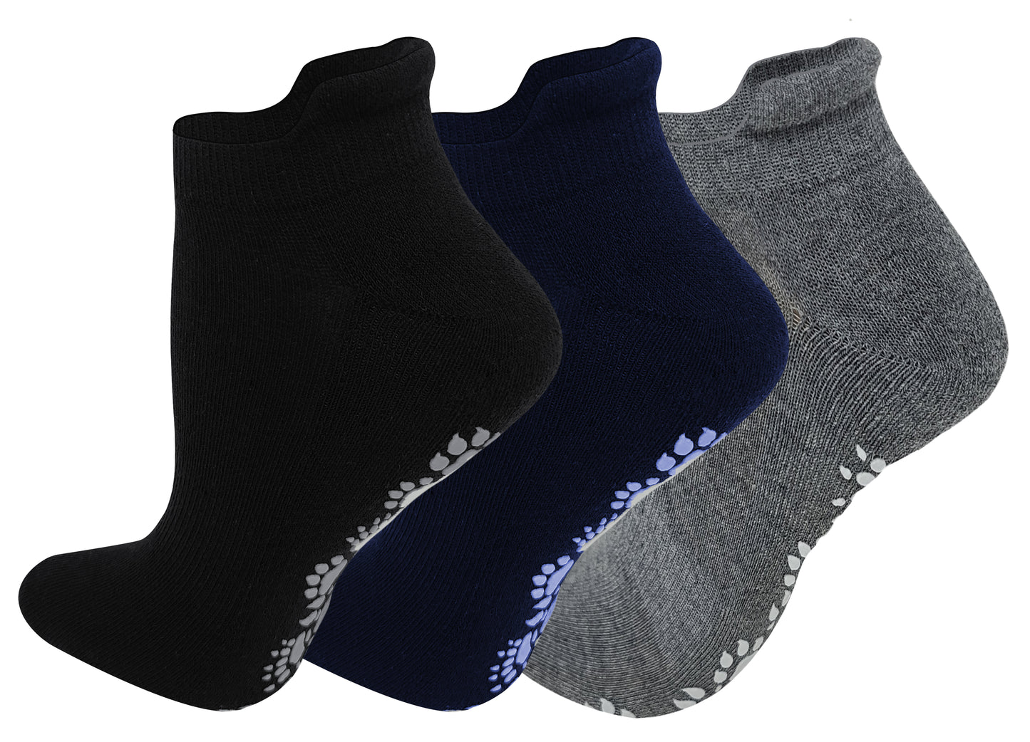 Low Cut Cushion Socks with Grips | Non-Slip Yoga Pilates Ballet | Unisex (3 pairs)