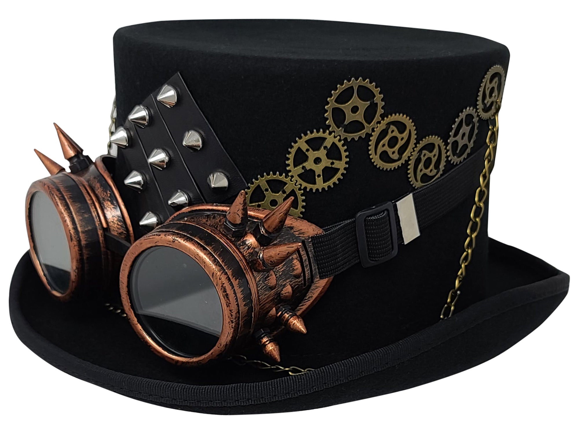Mad Hatter Low Rise Top Hat with Steampunk Goggles