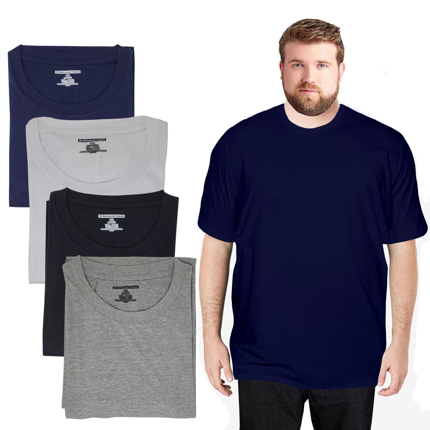 Short Sleeve Cotton T-Shirts | BIG and TALL | Men's Crew Neck (4 Pack)