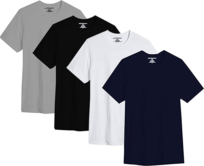 Short Sleeve Cotton T-Shirts | BIG and TALL | Men's Crew Neck (4 Pack)