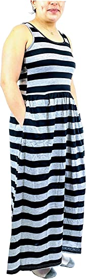 SUMONA Sleeveless Ankle Length Midi Maxi Dress with Pocket for Women