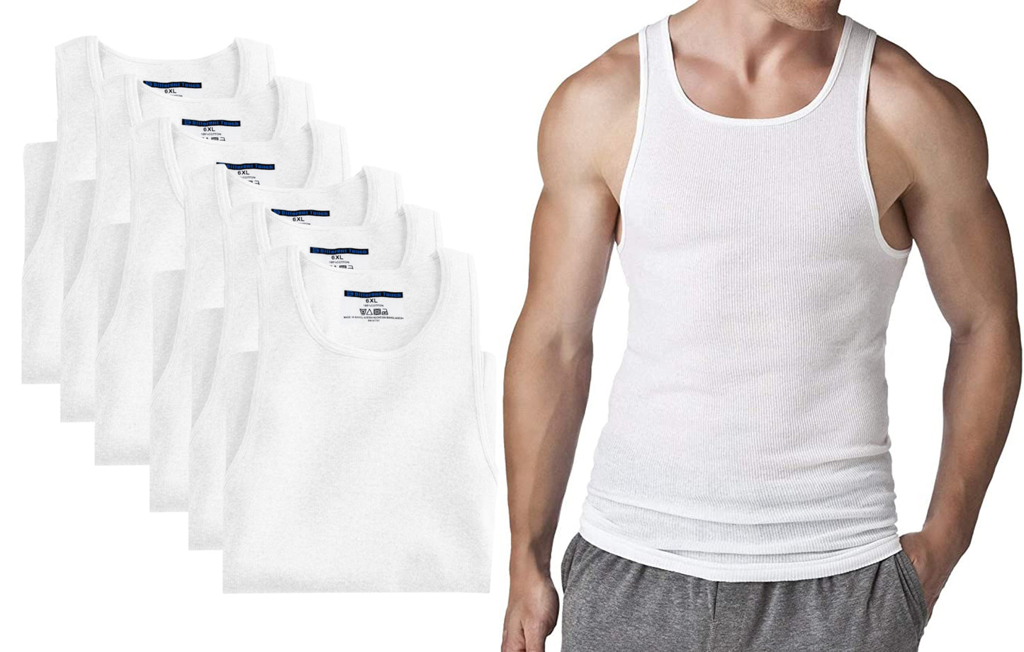 Muscle Ribbed Undershirts Tank Tops | BIG and TALL | Men's (6 Pack)