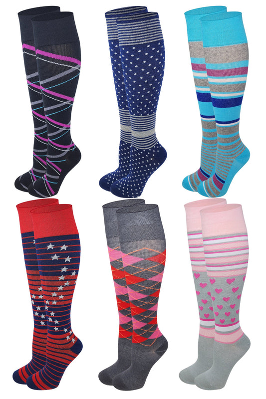 “Women’s 8–15 mmHg compression knee-high socks – Dr. Shams 6 pair pack