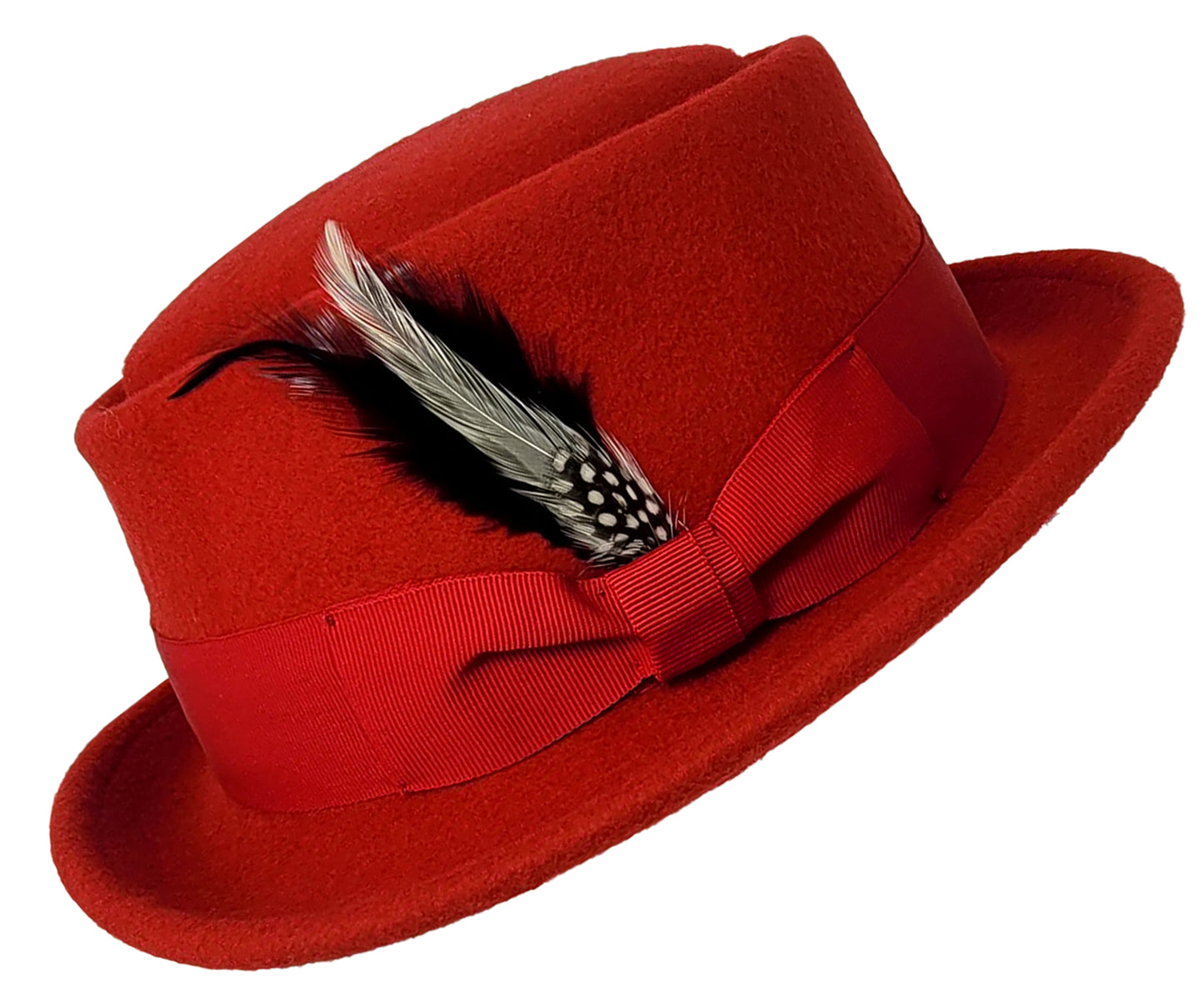 Pork Pie Fedora Hat with Feather | 100% Crushable Wool