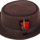 Round Top Pork Pie Fedora Hat | Short Brim with Feather | Men's