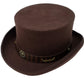 Different Touch Victorian Western Steampunk Top Hat with Leather Band and Chain