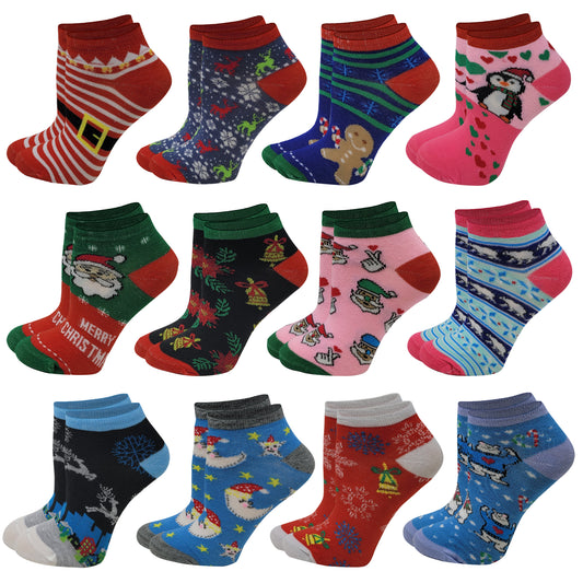 Low Cut Socks | Christmas Design | Women 12 Pairs