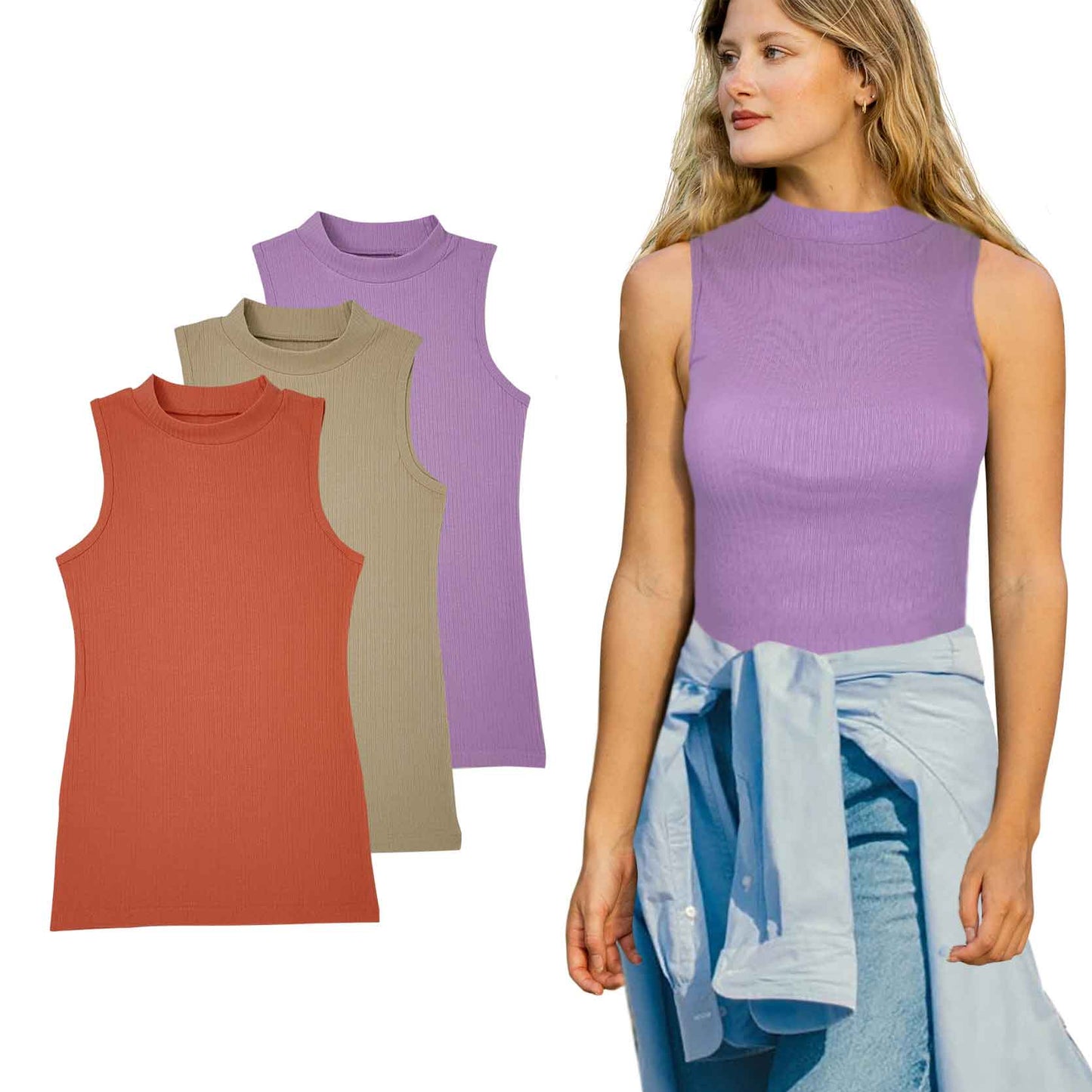 Women's Mock Neck Tank Tops