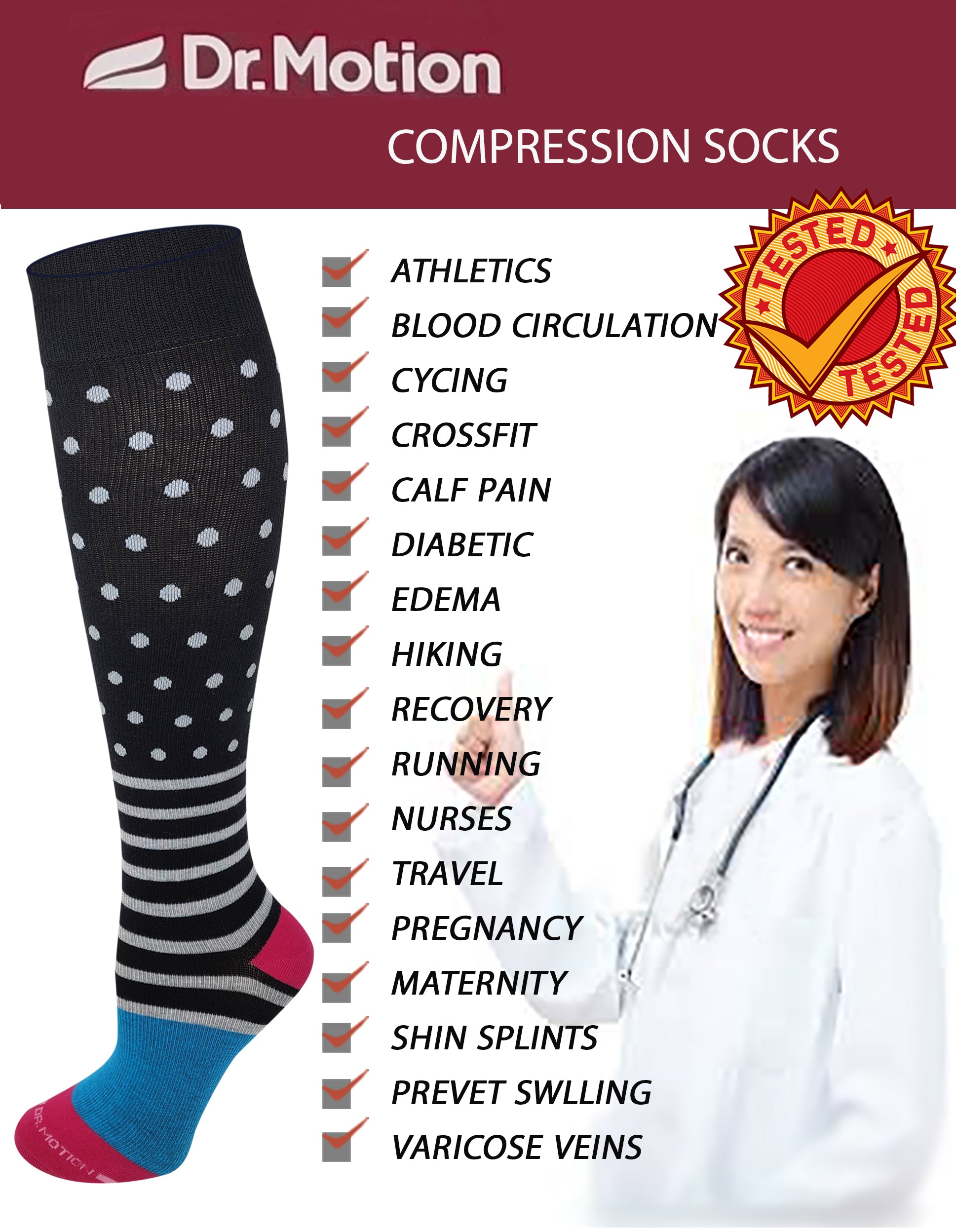 Dr Motion Knee High Socks
