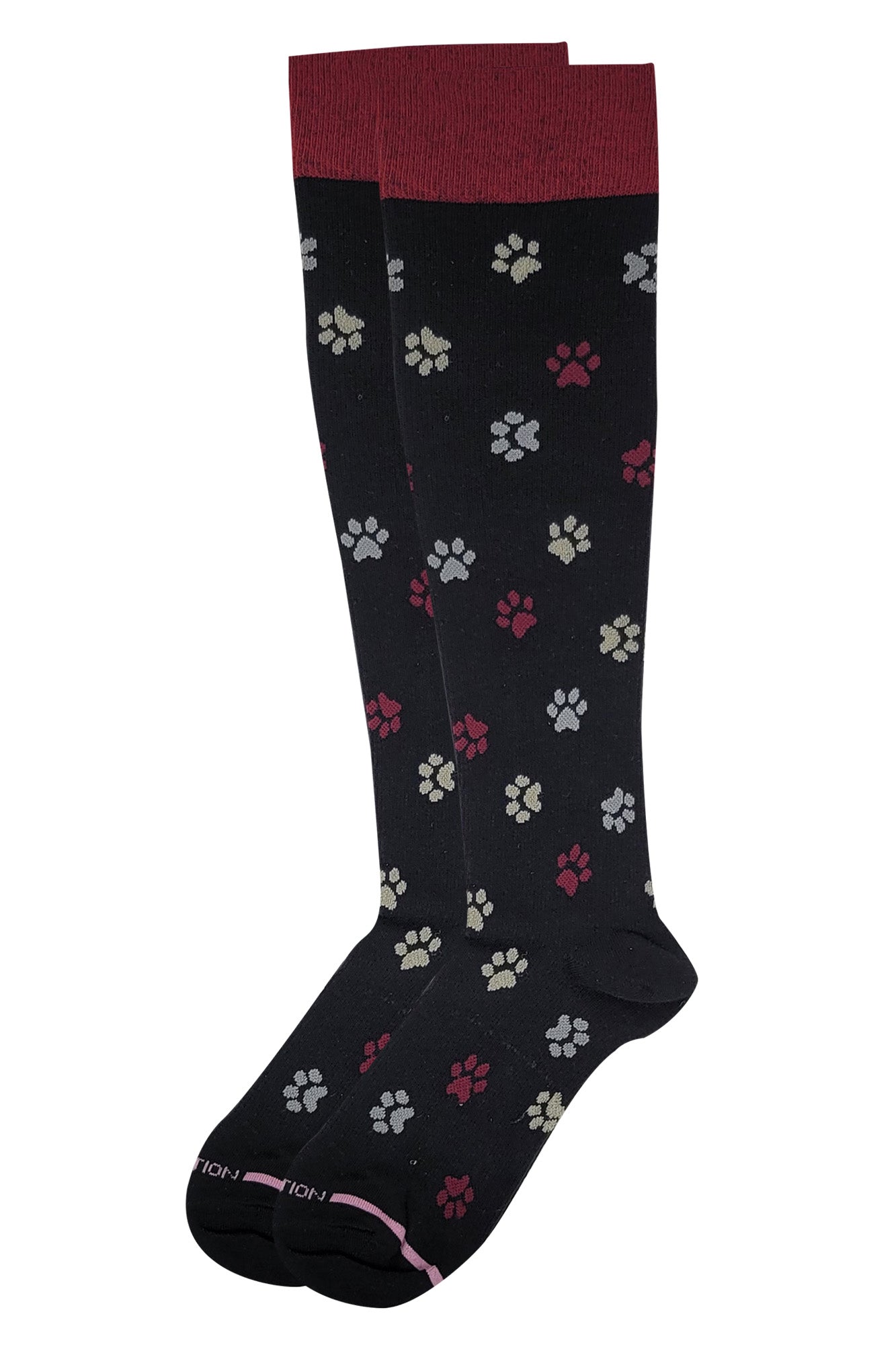 Dr. Motion Women Paw Prints Design Compression Knee High Socks