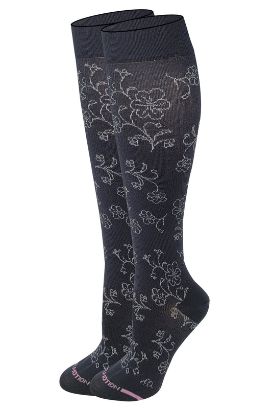 Knee High Compression Socks | Floral Pattern Design | Women's (1 Pair)