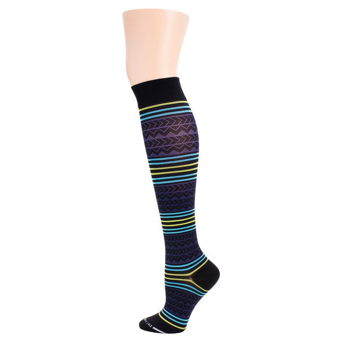 Women's Striped Nylon 15-20mmHg Graduated Compression Socks