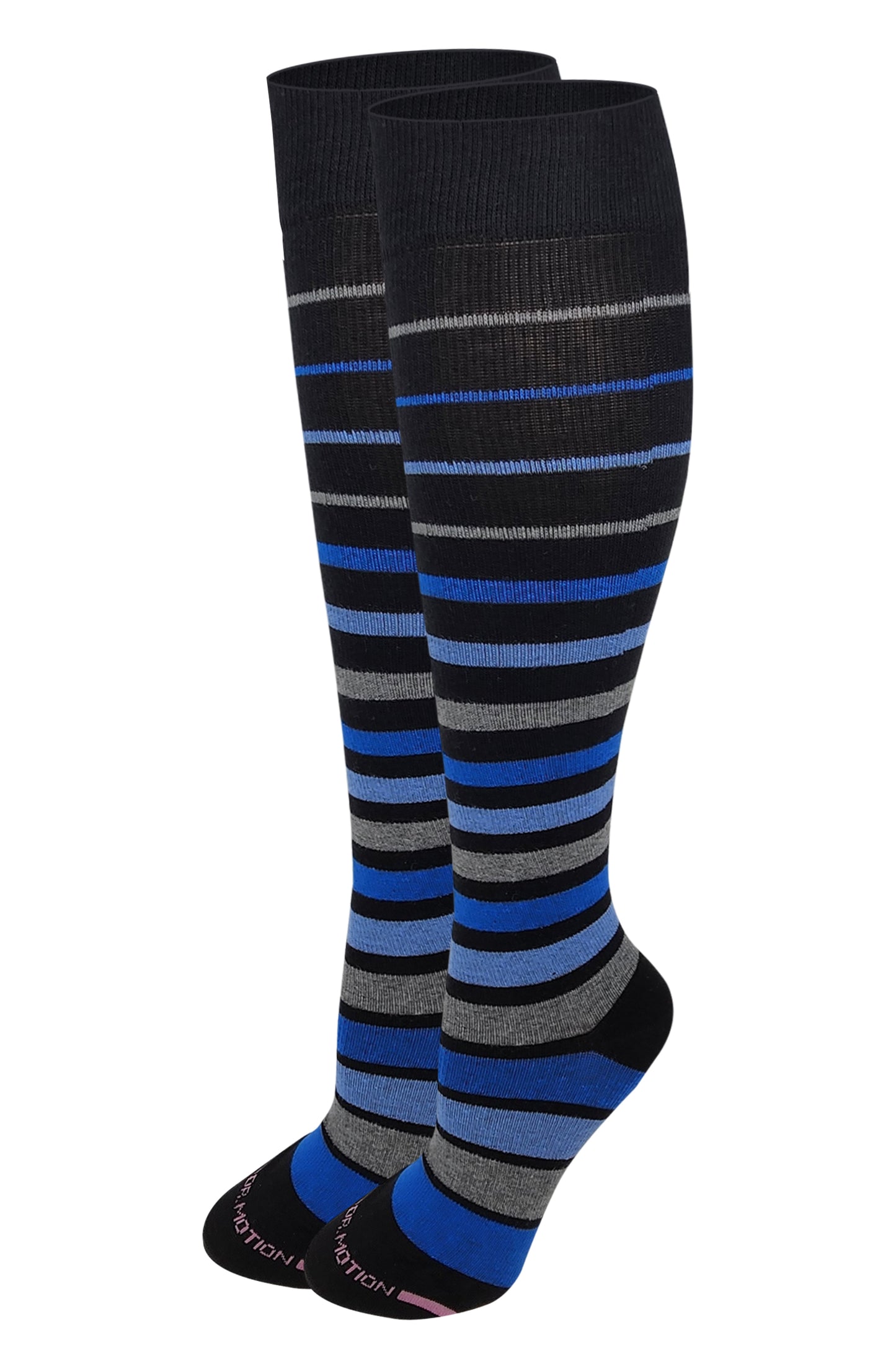 Dr. Motion Women Block Stripes Compression Knee High Socks