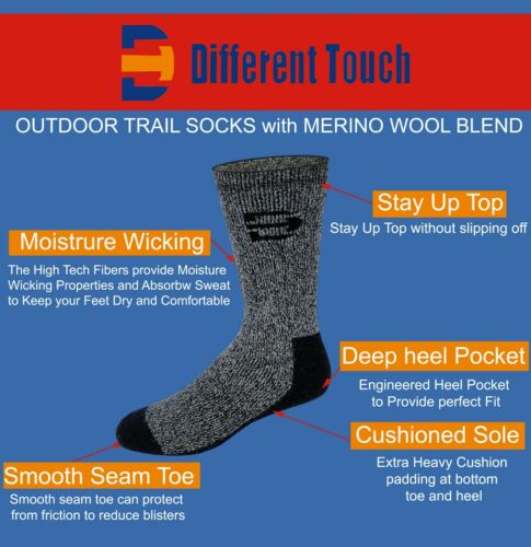 Outdoor Boot Socks | Merino Wool Blend | Men's (6 Pairs)