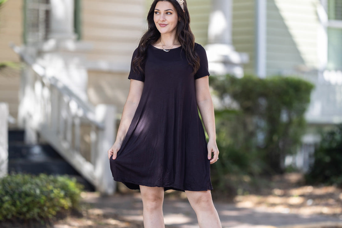 cotton shirt dresses summer Womens Summer Casual Short Sleeve Crewneck Mini Dresses with Pocket Swing T Shirt Dress