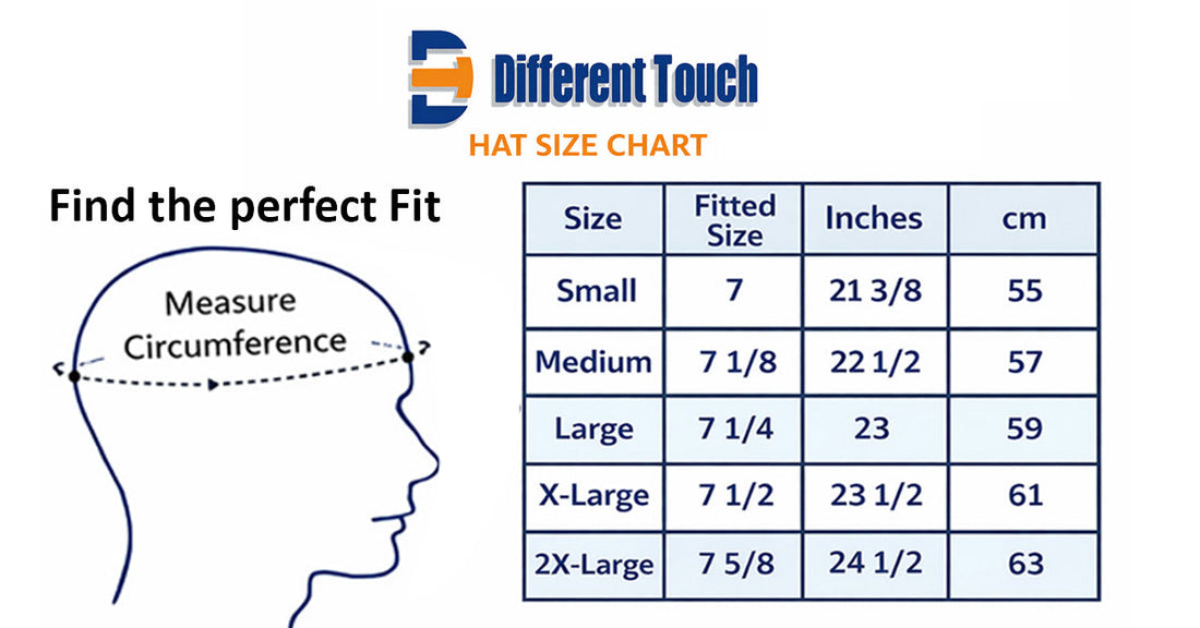 Different Touch Hat Size Chart for Fedora, Cowboy, Top Hat, and Derby Hat styles