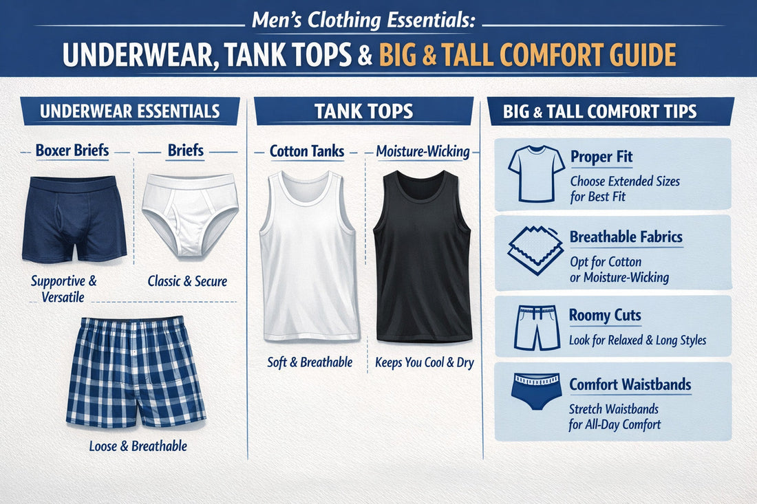 Men’s Clothing Essentials: Underwear, Tank Tops & Big & Tall Comfort Guide