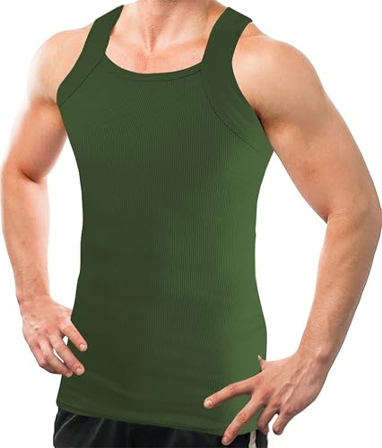 Square Cut G-unit Tank Top | Muscle Rib Basic Color A-Shirts | Men's