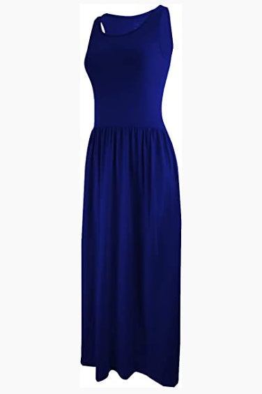 SUMONA Sleeveless Ankle Length Midi Maxi Dress with Pocket for Women