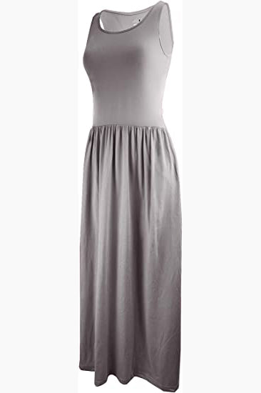 SUMONA Sleeveless Ankle Length Maxi Dress with Pocket for Women