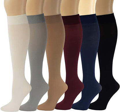 Knee High Trouser Socks | Different Touch Women's Queen Opaque (6 Pairs)